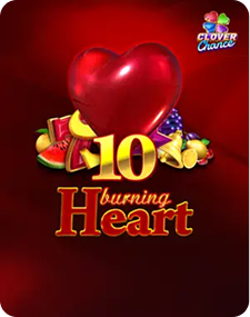 Slot: 10 Burning Heart — inimă roșie aprinsă, căpșune, portocale și efecte de foc