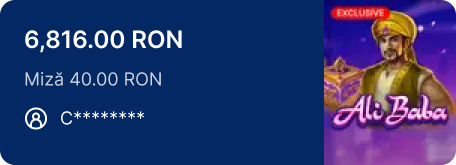 Câștigător C******: 6.816,00 RON la slotul Ali Baba, cu miză de 40,00 RON